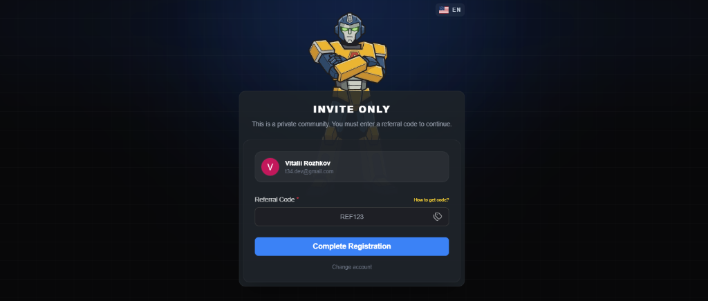 Invite-only registration in AlgoTron