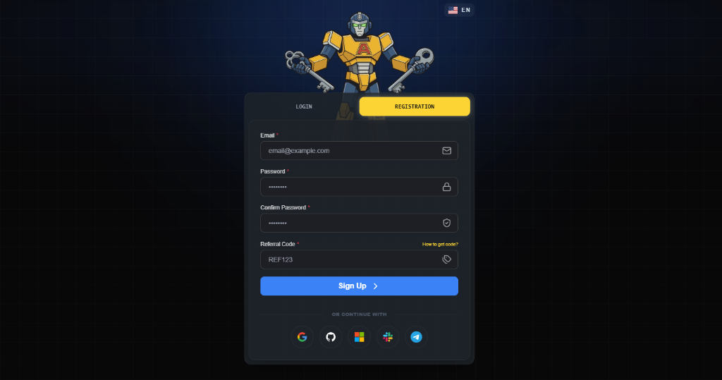 AlgoTron registration flow